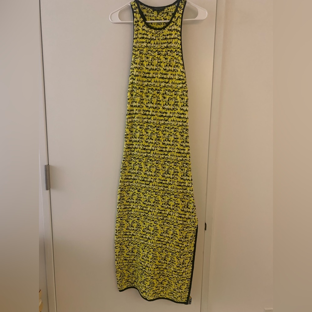 Rag & Bone Knit Racerback Maxi Dress Bright Black White Yellow like new!